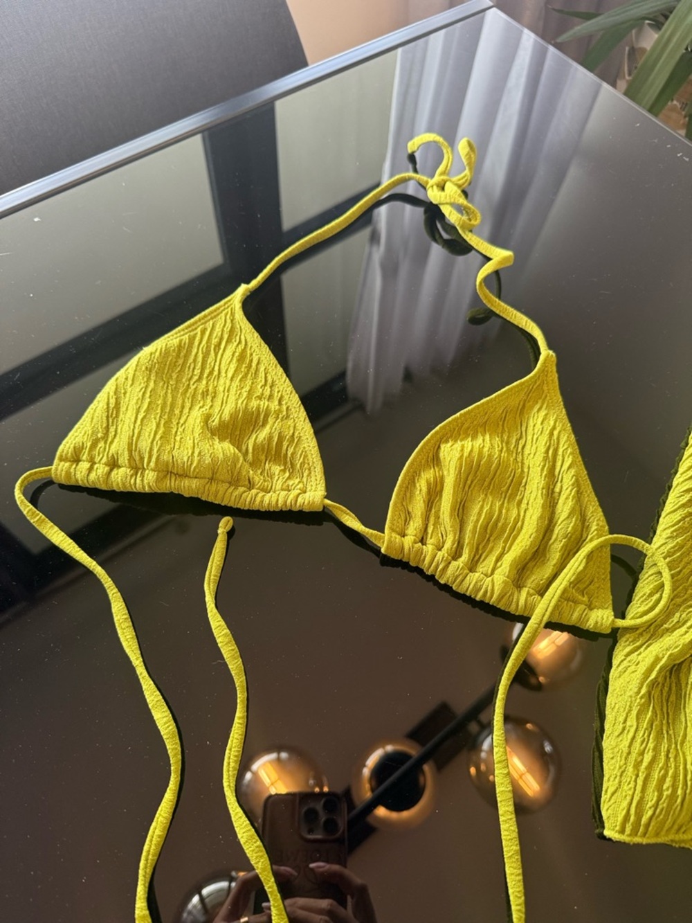 Olive Green Bikini Set with Wrap Skirt | Textured Triangle Swim + Cover Up - Picture 7 of 7